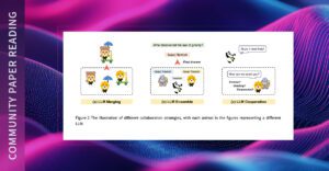 Text reads: Community Paper Reading, with a graphic from the merge ensemble cooperate paper