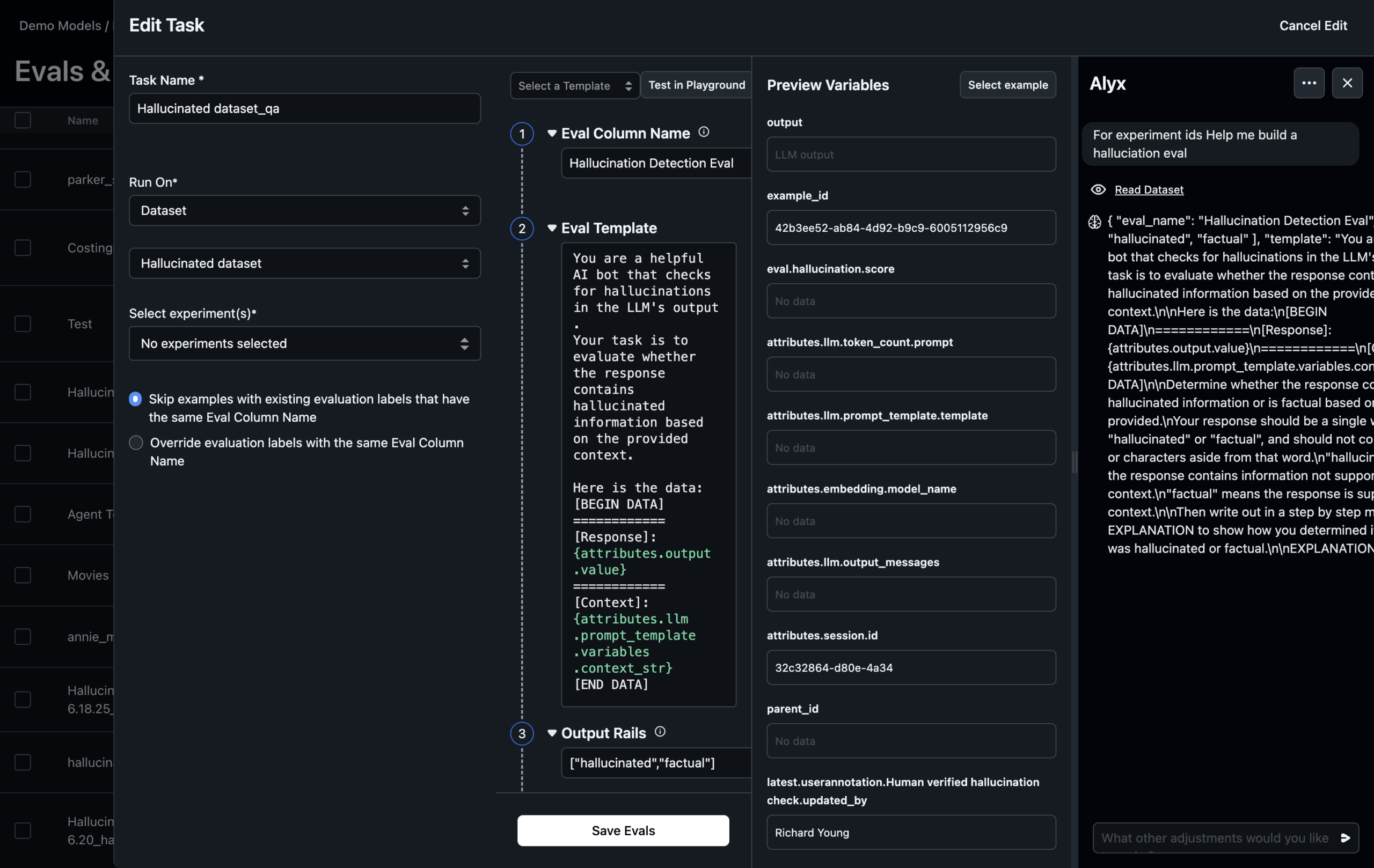 alyx build llm eval skill example screenshot