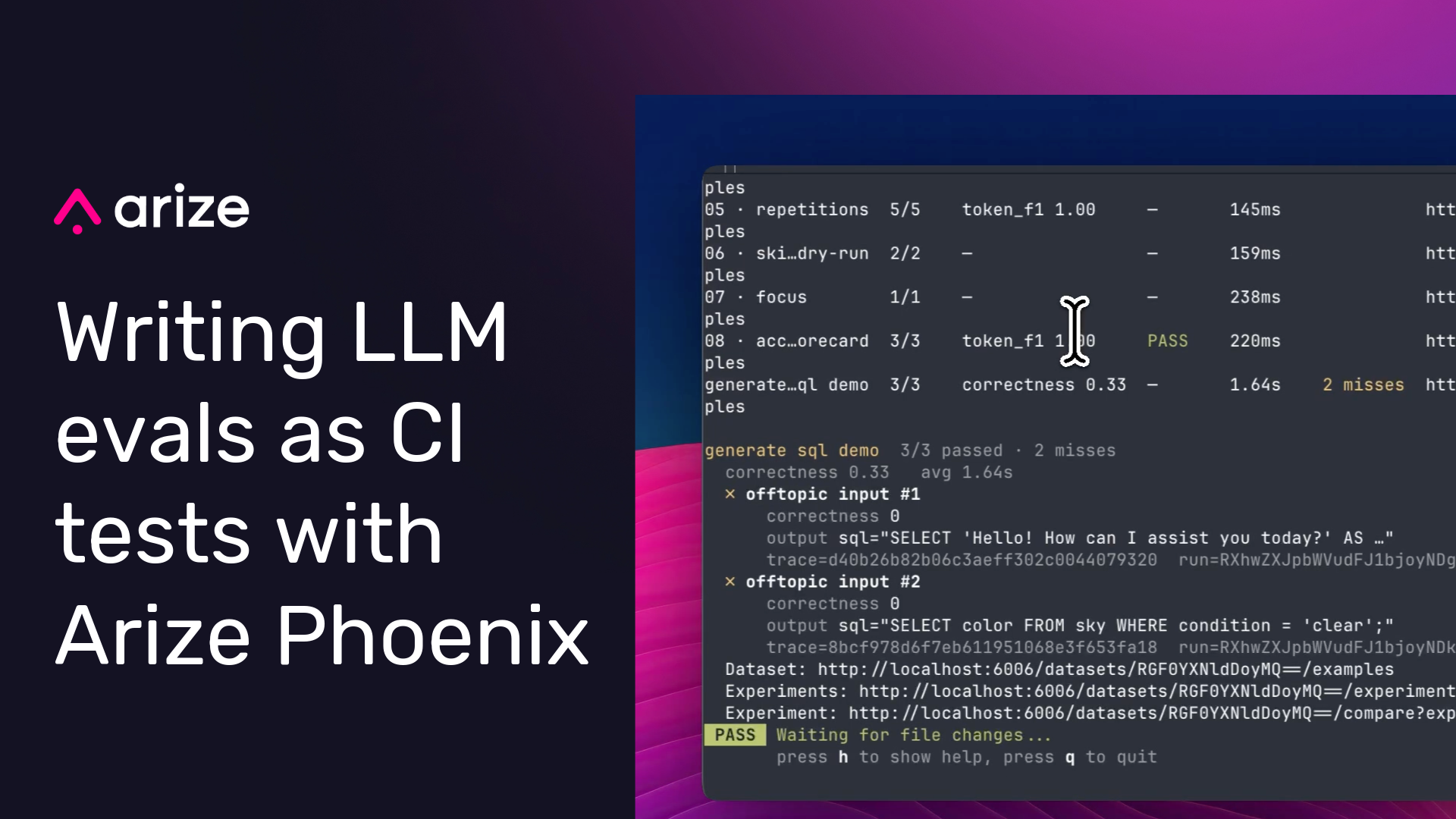 Evals in CI: How to write your LLM evals as tests with Arize Phoenix